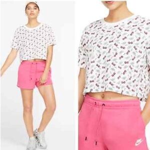 Nike Cropped Stunner Logo and Sunglasses Cotton Tee Size Xl